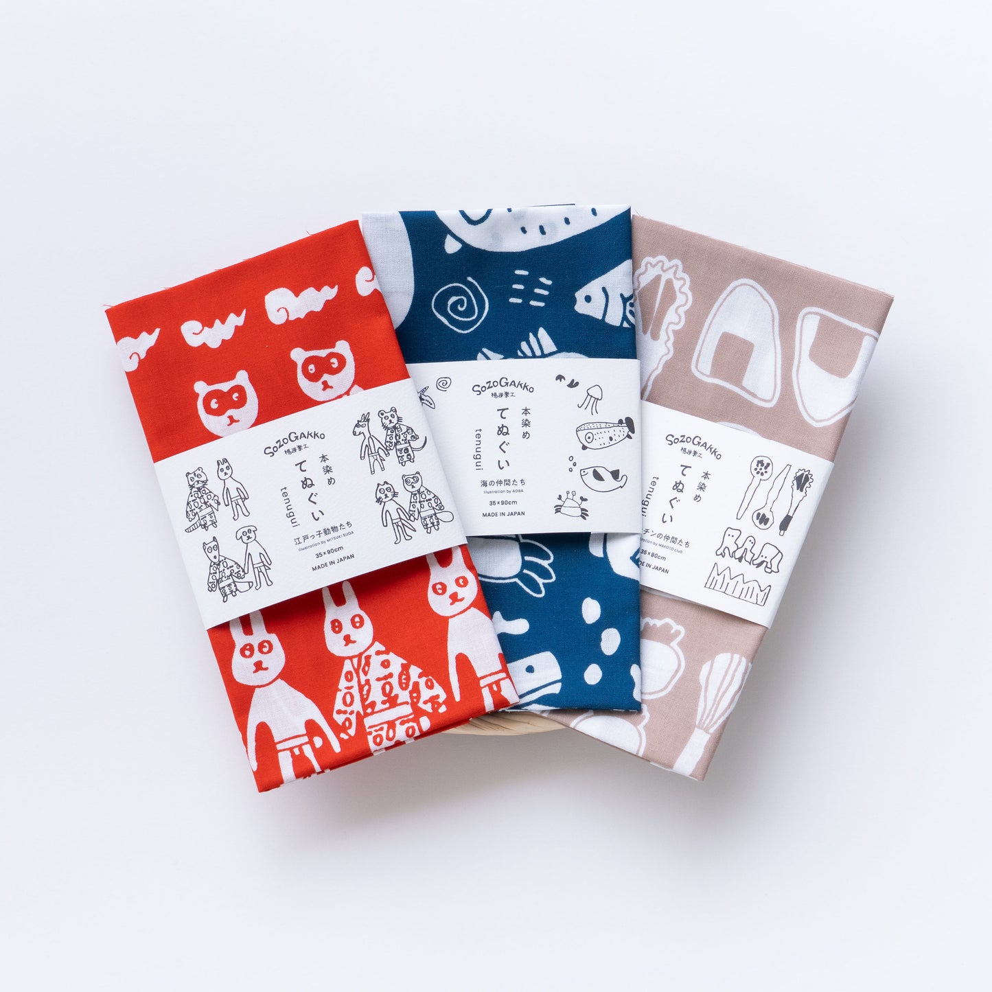 手ぬぐい(江戸っ子動物たち)|本染め / 動物