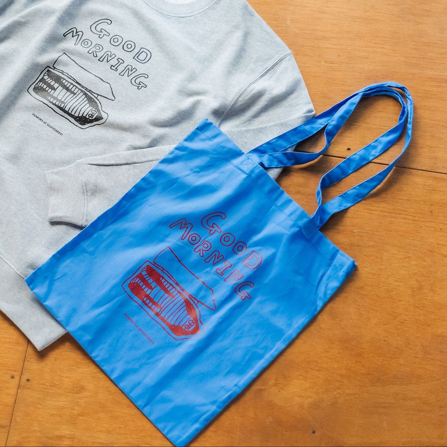 【新商品】カラートートバッグ| GOOD MORNING(ブルー/パープル/グレー)