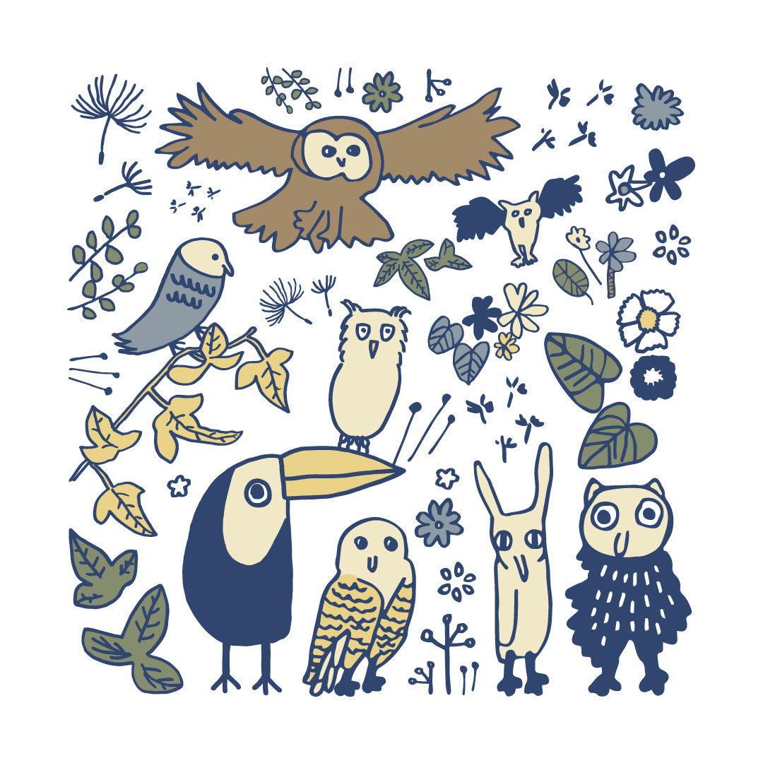 【ギフト対応】BIRD SINGハンカチ|鳥 / 花 / コットン100% / ギフト