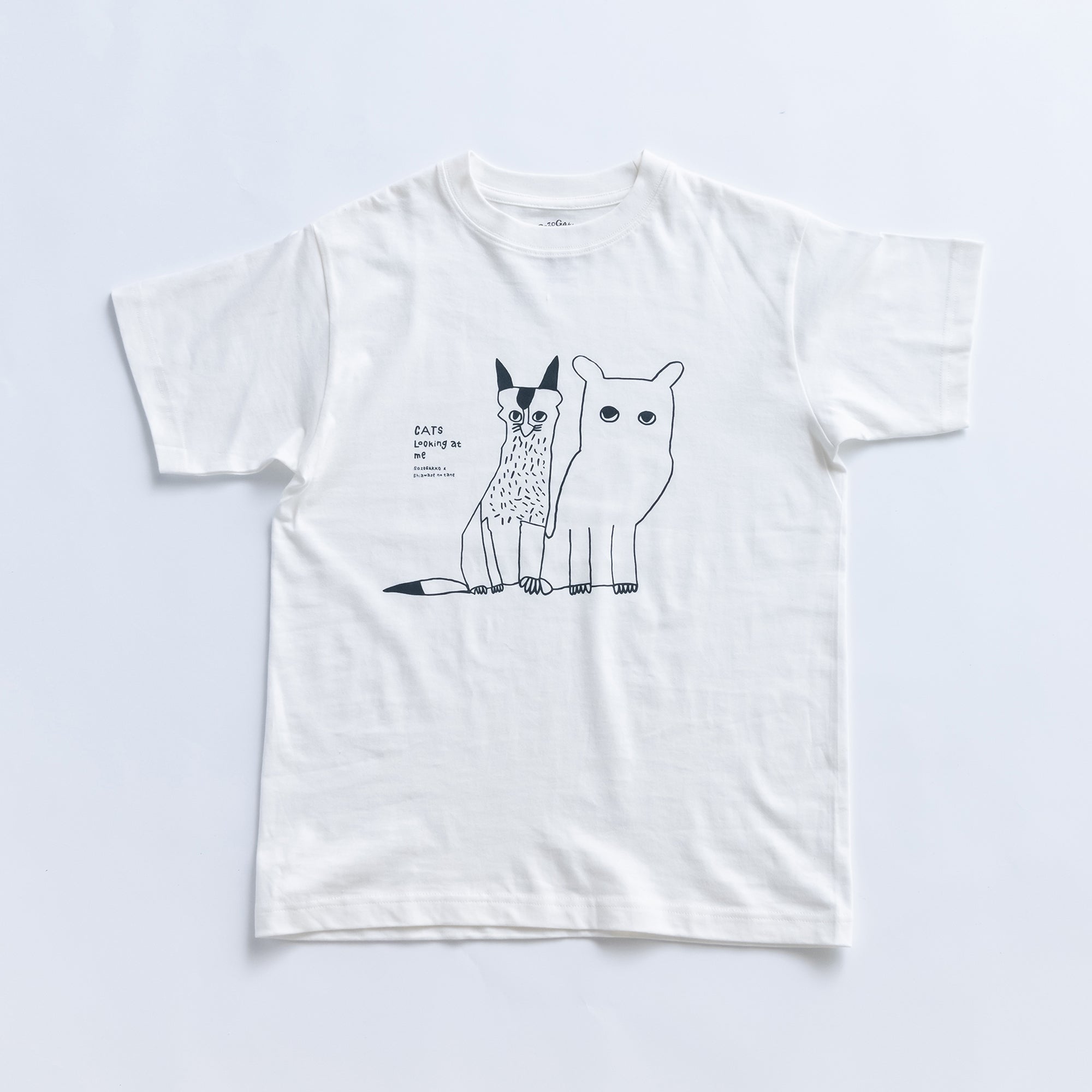 【新商品】オーガニックTシャツ｜おとな（見つめる猫）