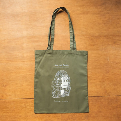 【新商品】カラートートバッグ｜ I am the BOSS.（オリーブ/レンガ）