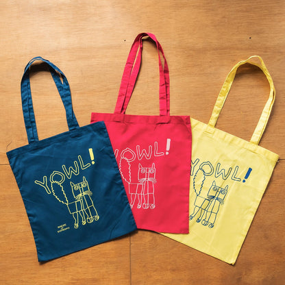 【新商品】カラートートバッグ｜ YOWL cat（ラズベリー/ネイビー/イエロー）