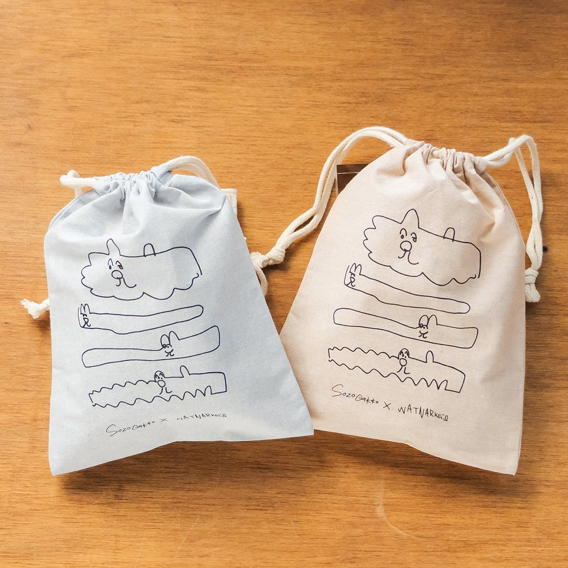 【新商品】猫たちの巾着｜猫 / ゆーもあず