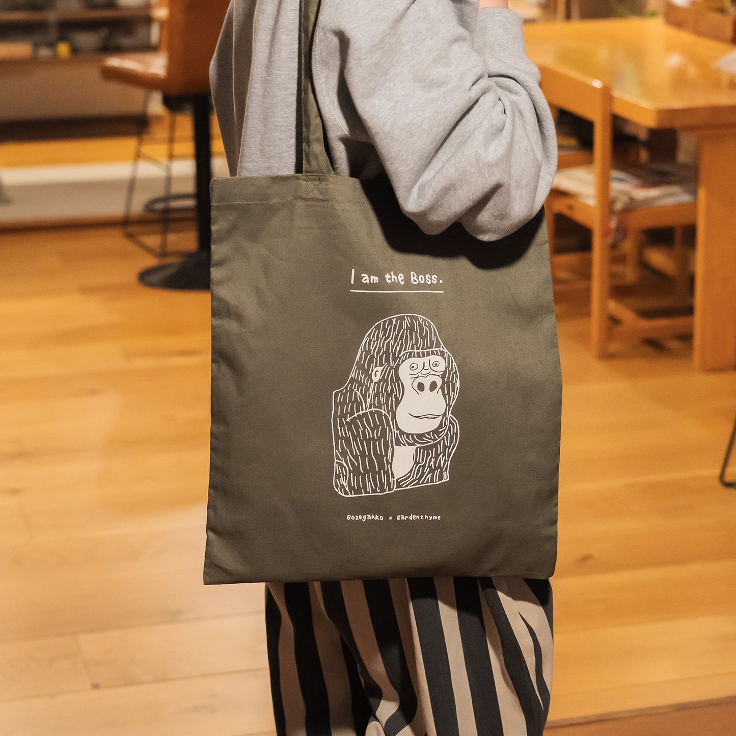 【新商品】カラートートバッグ｜ I am the BOSS.（オリーブ/レンガ）