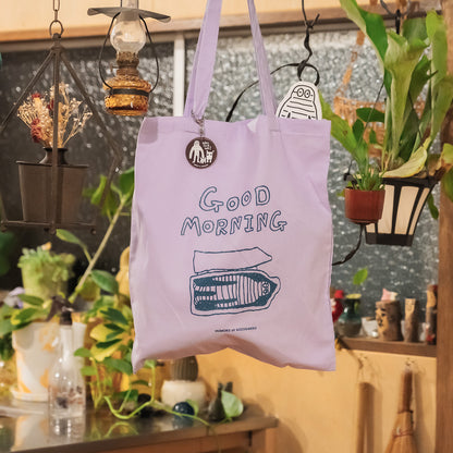 【新商品】カラートートバッグ｜ GOOD MORNING（ブルー/パープル/グレー）