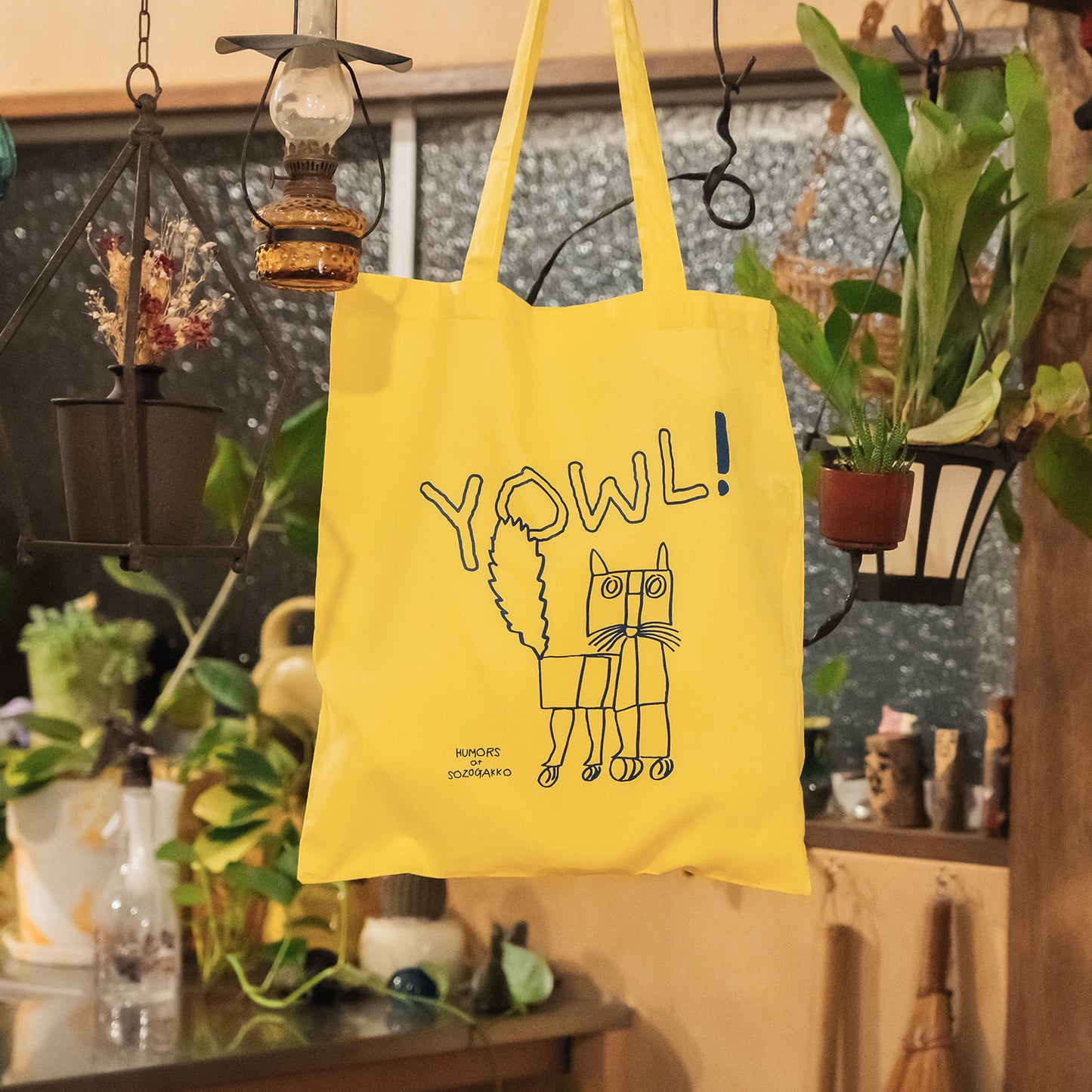 【新商品】カラートートバッグ｜ YOWL cat（ラズベリー/ネイビー/イエロー）