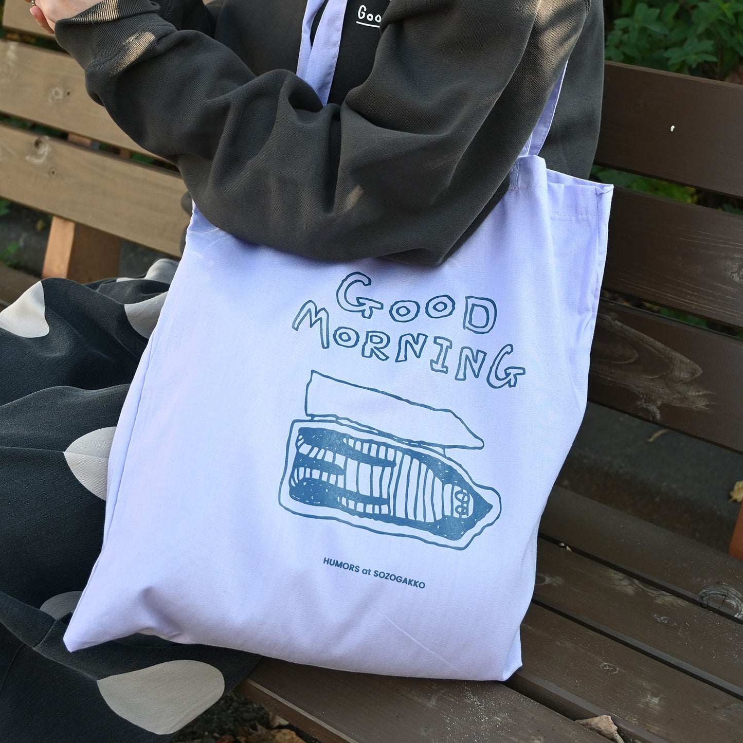 【新商品】カラートートバッグ｜ GOOD MORNING（ブルー/パープル/グレー）