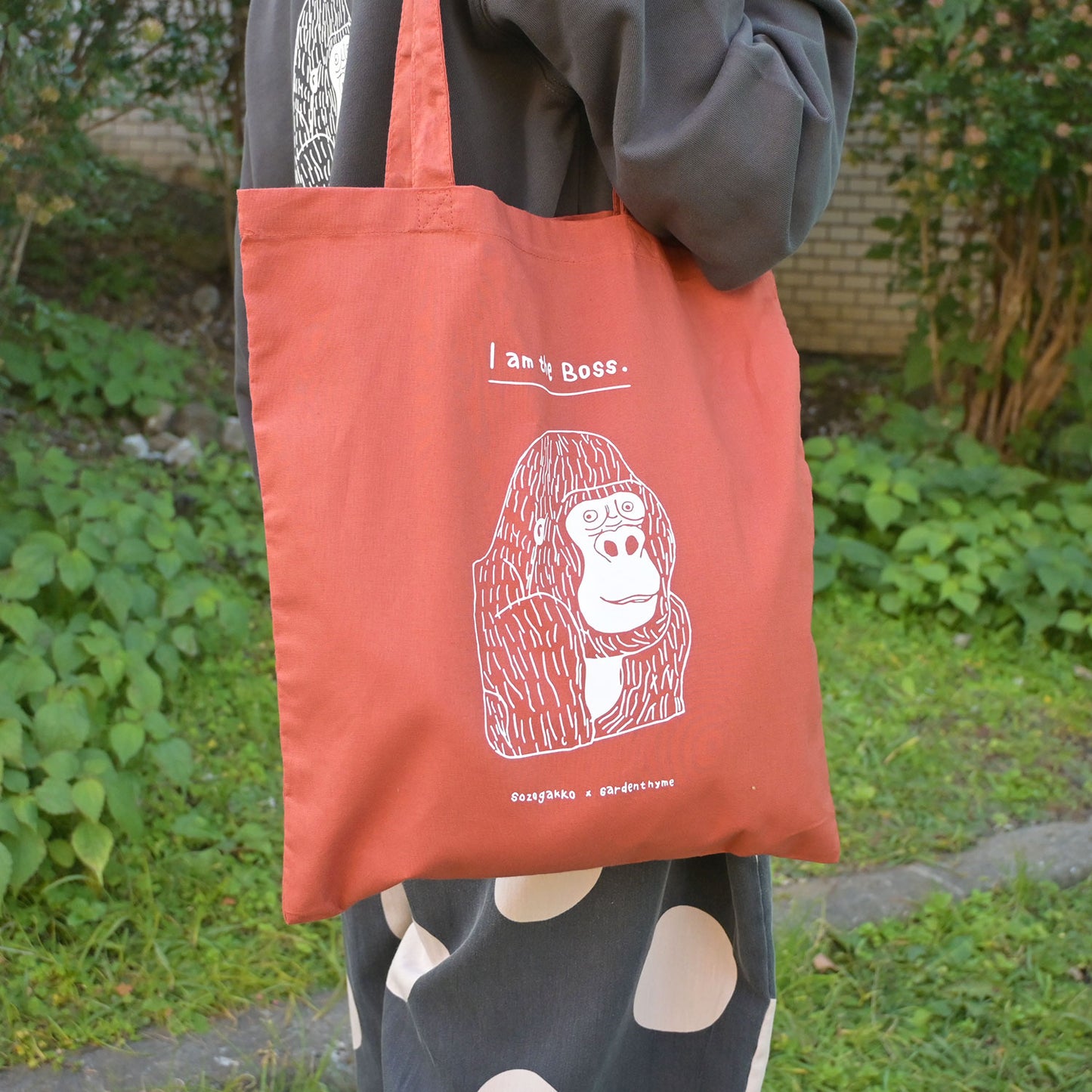 【新商品】カラートートバッグ｜ I am the BOSS.（オリーブ/レンガ）