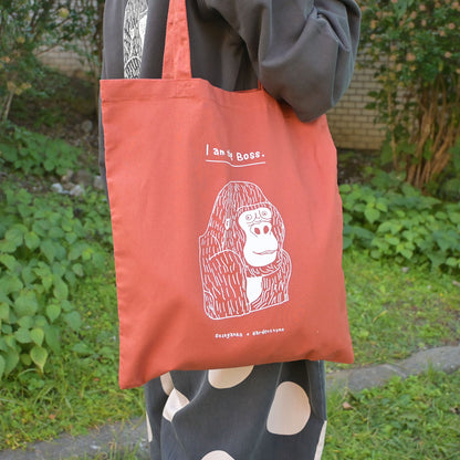 【新商品】カラートートバッグ｜ I am the BOSS.（オリーブ/レンガ）