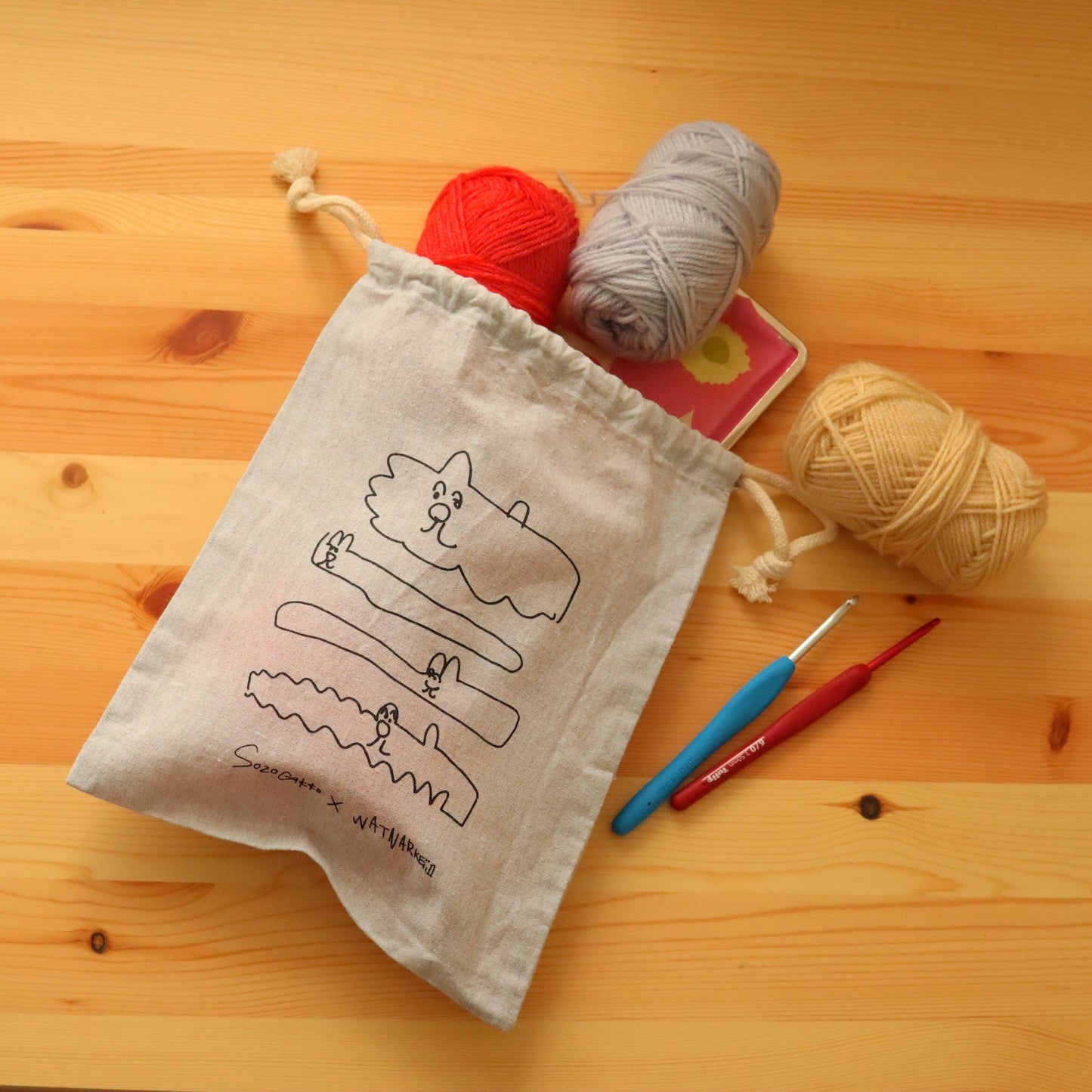 【新商品】猫たちの巾着｜猫 / ゆーもあず