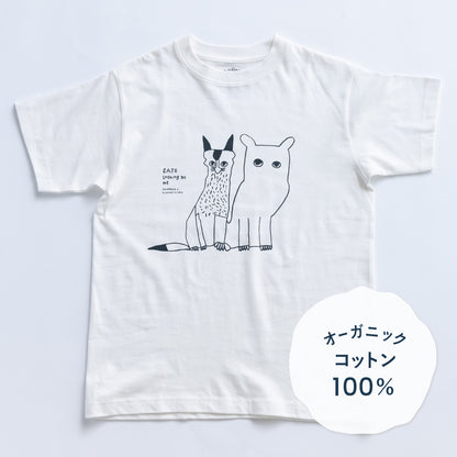 オーガニックコットンTシャツ（ 見つめる猫）｜  猫 / 動物